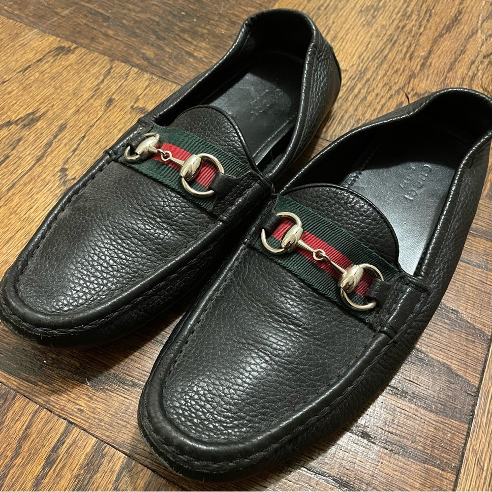 Gucci Black Loafers with Silver Hardware